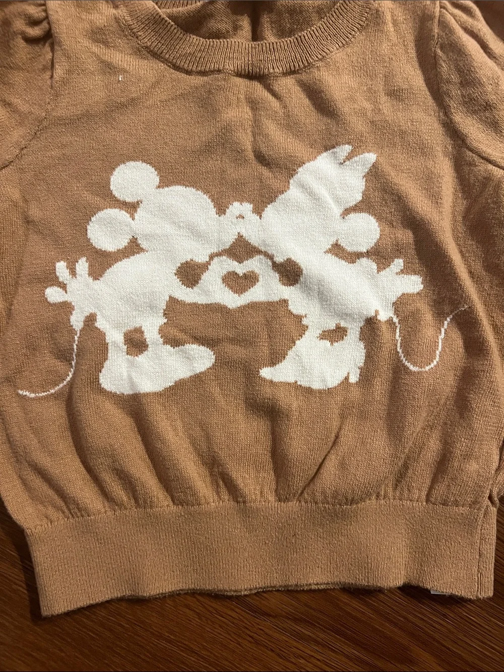 GAP Tan Crewneck Sweater with Cream Character Graphic